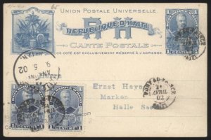 Haiti 1902 Upfranked Postal Stationery Card Cover Halle Germany G112477