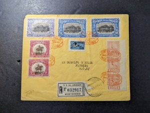 1925 Registered Uruguay Cover Montevideo to Florida