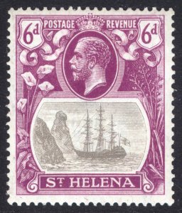 St Helena 1922 6d Grey & Pur BROKEN MAST Scott 85v SG 104a MLH Cat £300($417)