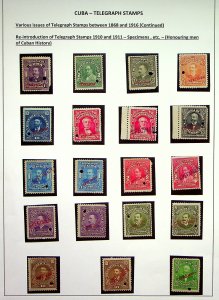 CUBA: Specimen Telegraphs Stamps - Ex-Old Time Collection - Album Page (75451)