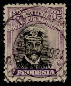 RHODESIA GV SG265, 6d black & reddish mauve, FINE USED.