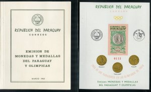 PARAGUAY OLYMPIC MONEY & MEDALS DELUXE IMPERF S/S IN FOLDER W/INTERLEAF  MINT NH