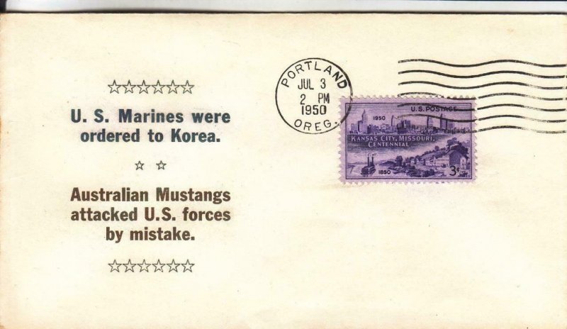 1950, USMC Were Ordered to Korea, Linto Cachet, #4 0f 10 Issued (N6608)