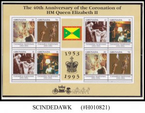GRENADA - 1993 40th ANNIV. OF QEII CORONATION - SC#2194-95  SET OF 2 MIN/SHT MNH