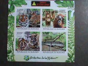 ​BURUNDI STAMP-2012-SC#1110A-COMMERCE- ENDANGER ANIMALS-PROTECTION NATURE-S/S