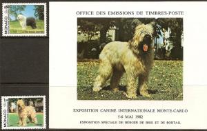 Monaco 1336-37 MNH 1982 Intl. Dog Show w Caine Expo Folder