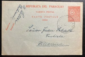 1933 Paraguay Postal Stationery Postcard Cover To Villarrica