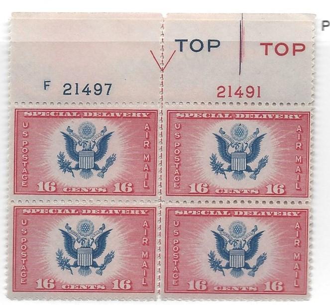 United States, CE2, Air Post Special Delivery Plt# :(See Desc),**MNH** (LL2018)