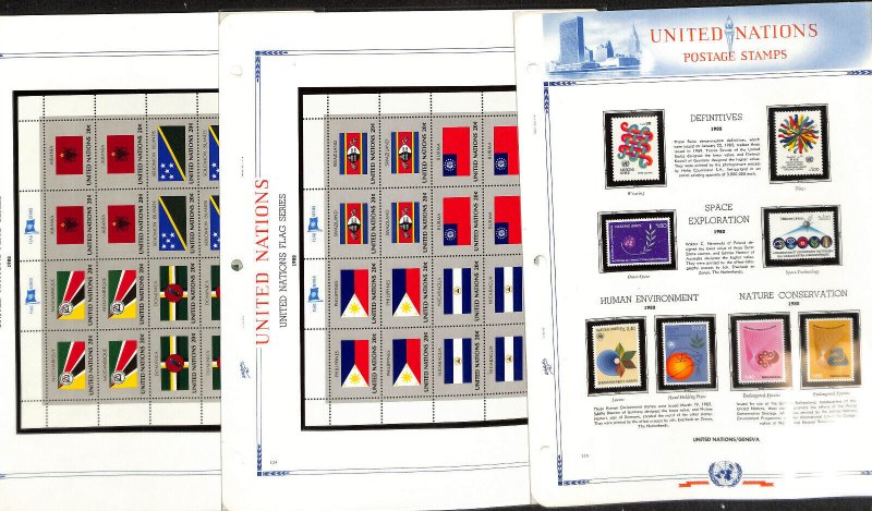 United Nations Stamp Collection in White Ace Album, Mint NH, 1982-1985