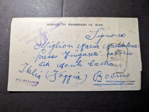 1942 India Prisoner of War POW Folded Cover Bombay to Bovino Italy