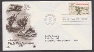 2154 World War I Veterans ArtCraft  FDC with neatly typewritten address