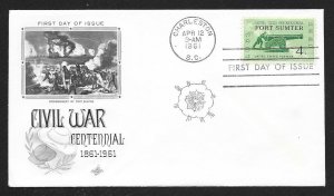 UNITED STATES FDC 4¢ Fort Sumter 1961 ArtCraft