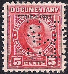 #R315 5 cents  (1941) Documentary Stamp used EGRADED VF 84