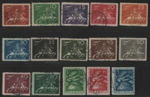 $Sweden Sc#213-227 used VF, complete set, Cv. $790.75