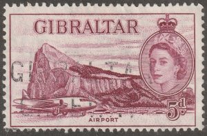 Gibraltar, stamp, Scott#139,  used, hinged,  5d,  airport