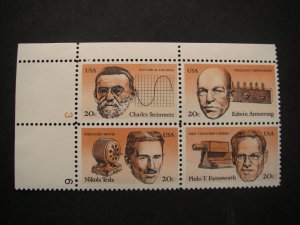 Scott 2055 - 2058 or 2058a, 20c American Inventors, PB4 #3 6 UL, MNH Durland