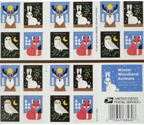 2023 Winter Woodland Animals Forever stamps 5 books total 100pcs