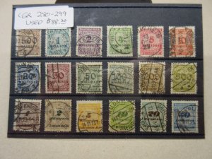 GERMANY Scott 280-299 SET, NICE TOWN CANCELS, USED Cat $88.20