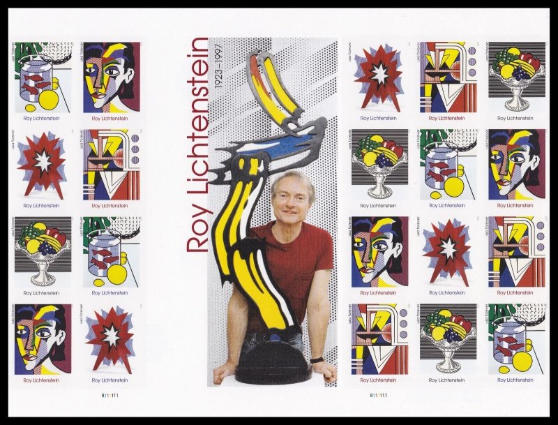 US 5793a-5797a 5797c Roy Lichtenstein imperf NDC panel gutter block 20 MNH 2023 