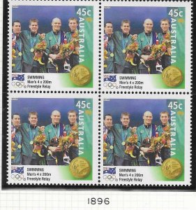 Australia #1896 45c 2000 Olympics Gold Medalist  block of 4 (MNH) CV $5.00