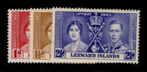 LEEWARD ISLANDS GVI SG92-94, CORONATION set, NH MINT.