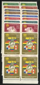 Colombia #736-739, C414-418 Cat$18, 1961 4th Bolivarian Games, complete set w...