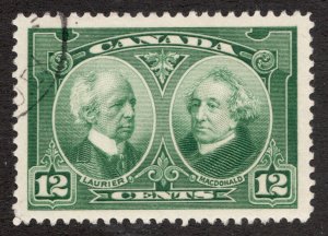 1927 Canada - Sc #147 - 12¢ Laurier & MacDonald Historical Issue - Used VF Cv $8