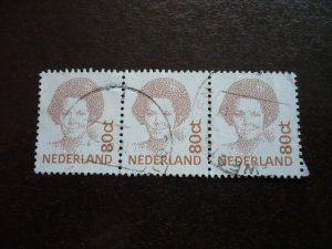 Stamps - Netherlands - Scott# 774a - Used Strip of 3 Stamps