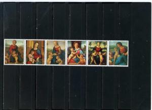 PARAGUAY 1982 CHRISTMAS PAINTINGS BY RAPHAEL STRIP OF 6 STAMPS MNH