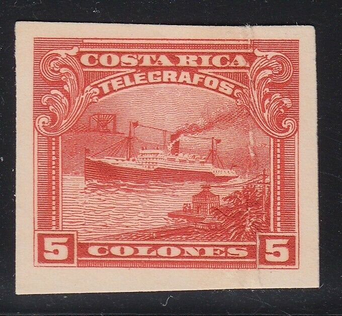 Costa Rica 1910 5col Carmine Ship Telegraph ABNC Plate Proof