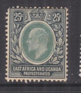 BRITISH EAST AFRICA, 1907 KEVII,  25c. Green & Black, lhm., corner perf. short.