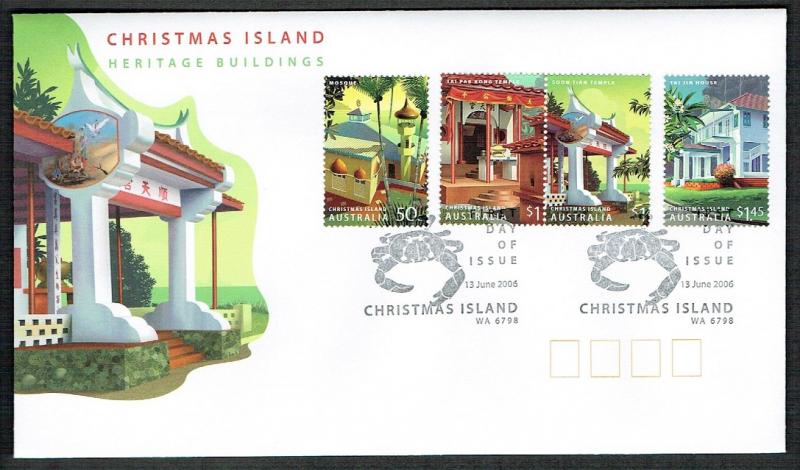 Christmas Is. Heritage Buildings 4v FDC SG#596-599