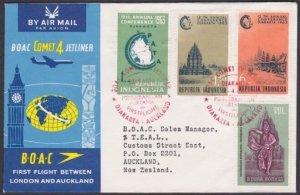 INDONESIA 1963 BOAC first flight cover to New Zealand......................a2322