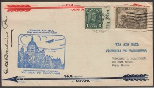 1931 Canada First Flight Airmail Service 248a Victoria - Vancouver signed PM