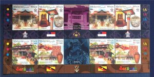 MALAYSIA 2019 Tourist Destinations Melaka & Sarawak 2 sets 60s x 4V setenant MNH