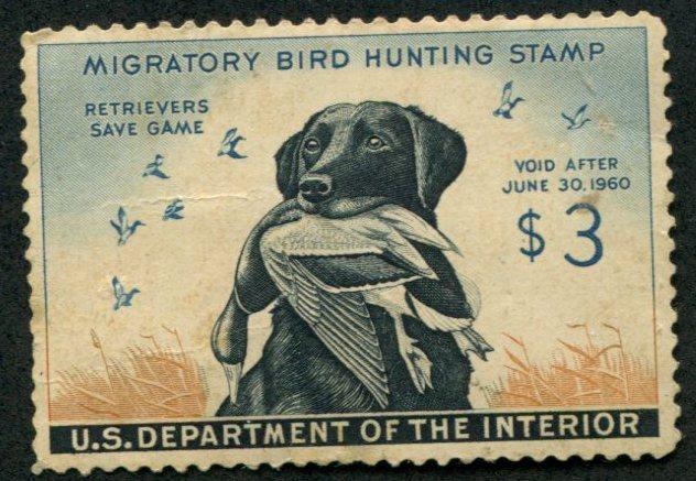 USA SC# RW 26 Labrador w Mallard, $3.00 small thin, MH