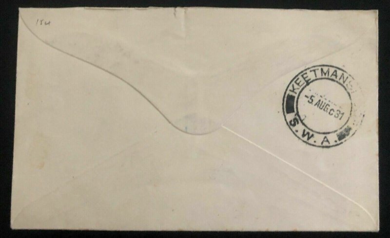 1931 Windhoek South West Africa First Flight Cover FFC To Orange Free State