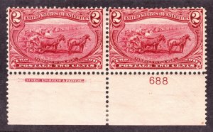 US 286 2c Trans-Mississippi Plate #688 Inscription Pair F-VF OG H SCV $60