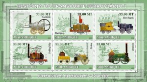 MOZAMBIQUE - 2009 - Steam Trains #2 - Perf 6v Sheet - Mint Never Hinged