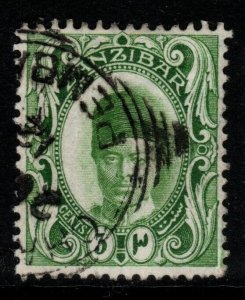 ZANZIBAR SG226 1908 3c YELLOW-GREEN FINE USED
