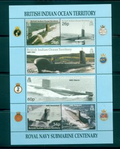 B.I.O.T. - Sc# 230. 2001 Royal Submarine Service. MNH Sheet. $17.00.