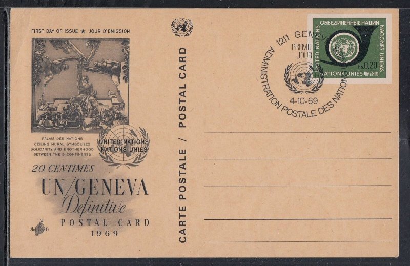 UN - Geneva Scott GX1 FDC - 1961 Postal Card