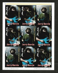 MONGOLIA 1999 - JERRY GARCIA - Sheet of 9 Stamps IMPERF - MNH