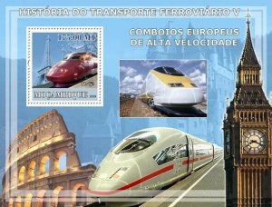 Mozambique 2009 MNH - History of Trains V/ High Speed Trains. Mi 3214/BL251