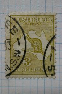 Australia sc#5 olive green 3d used signed expert or collector owner Ed Alter