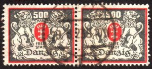 1923, Danzig, 500Mk, Used pair, Sc 119, Mi 144