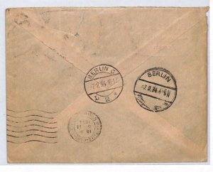 France Cols ALGERIA Cover 1934 *German Air Mail* Oran-Berlin 3f25c Leipzig YV260