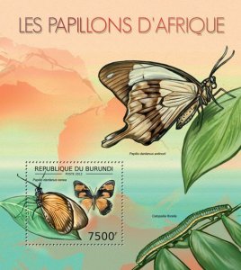 BURUNDI - 2012 - Butterflies of the World #1 - Perf Souv Sheet-Mint Never Hinged