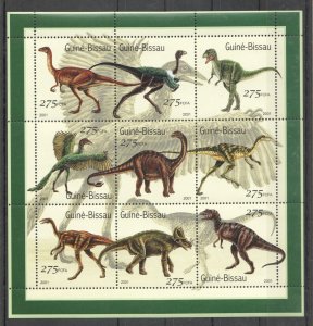 Guinea-Bissau MNH S/S Dinosaurs 2001 9 Stamps