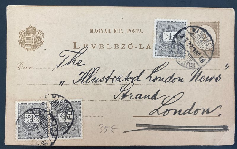 1897 Budapest Hungary Postal Stationery Postcard Cover To London England